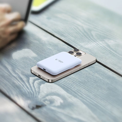 External Wireless Battery Tech-Protect PB10 LifeMag, 5000mAh, 15W, PD + FQI, 1 x QI - 1 x USB-C, Blue