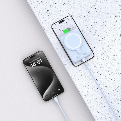 External Wireless Battery Tech-Protect PB10 LifeMag, 5000mAh, 15W, PD + FQI, 1 x QI - 1 x USB-C, Blue