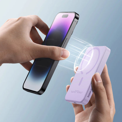Baseus Magnetic Mini Wireless External Battery, 5000mAh, 20W, PD + FQI, 1 x QI - 1 x USB-C, Purple P10022107513