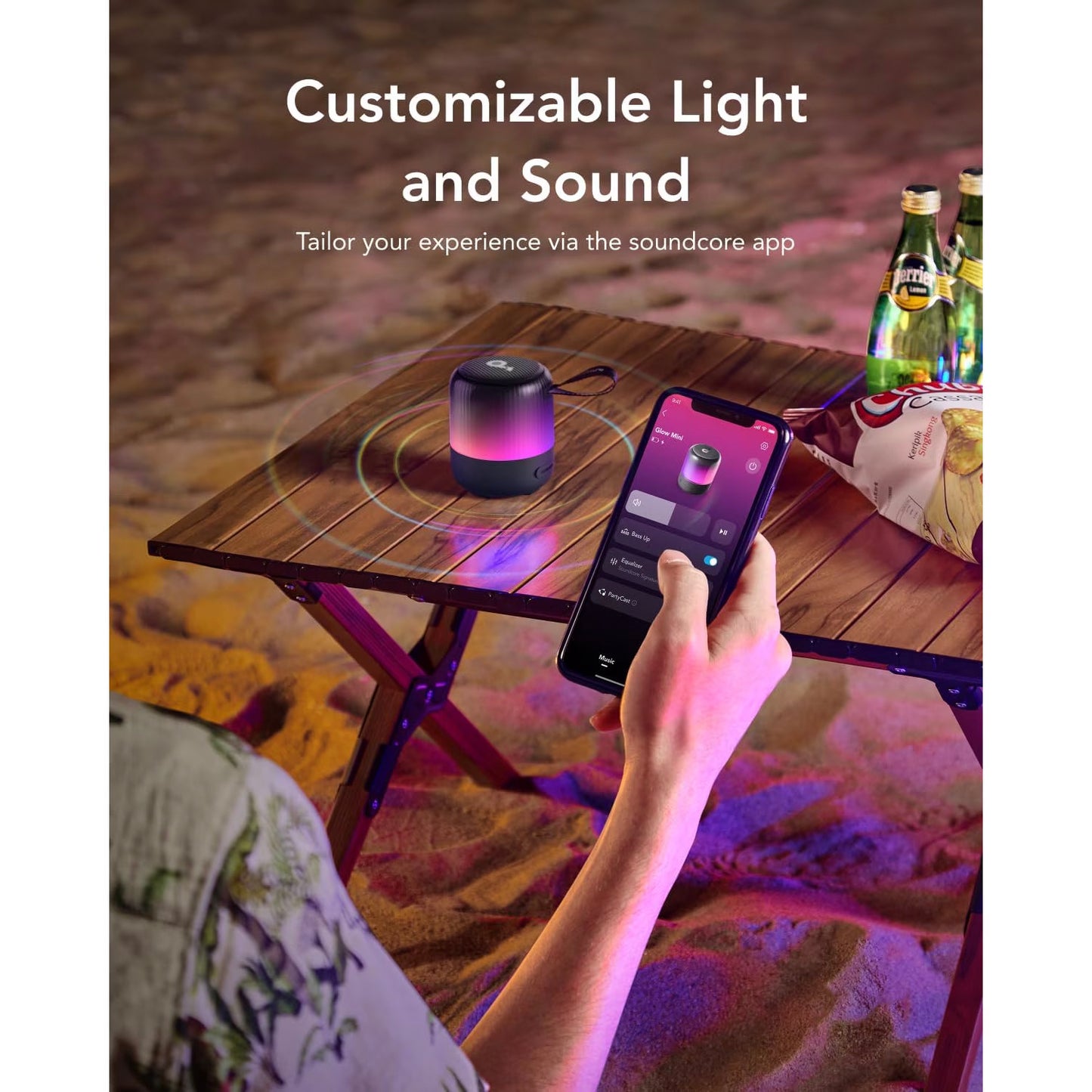 Portable Bluetooth Speaker Anker SoundCore Glow Mini, 8W, RGB, Waterproof, Black A3136G11 