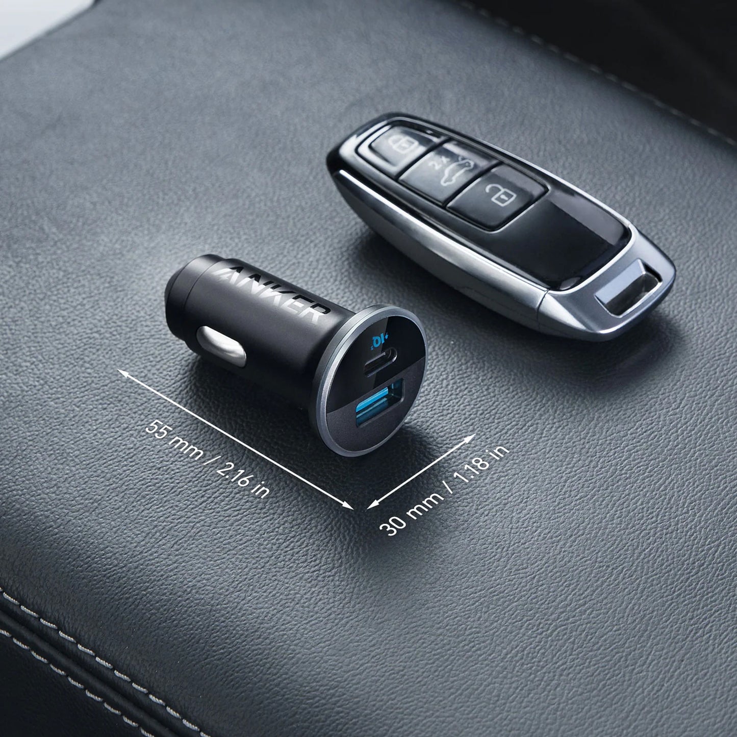 Anker 323 Car Charger, 52.5W, 3A, 1 x USB-A - 1 x USB-C, Black A2735G11 