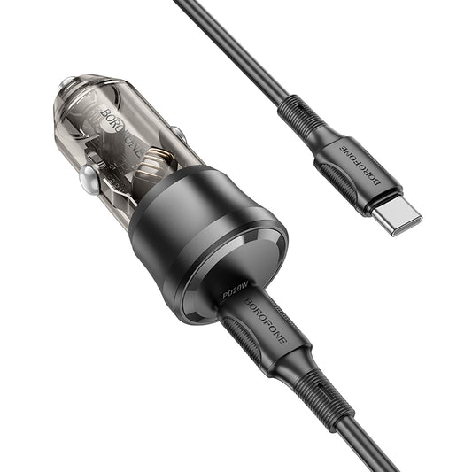 Car Charger with USB-C Cable Borofone BZ24 Clever, 20W, 3A, 1 x USB-C, Black 