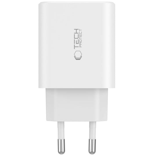 Network Charger Tech-Protect NC30W, 30W, 3A, 1 x USB-A - 2 x USB-C, White 